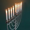 Vintiquewise Modern Solid Metal Judaica Hanukkah Menorah 9 Branched Candelabra, Aluminum Finish Large QI004119.AL.L